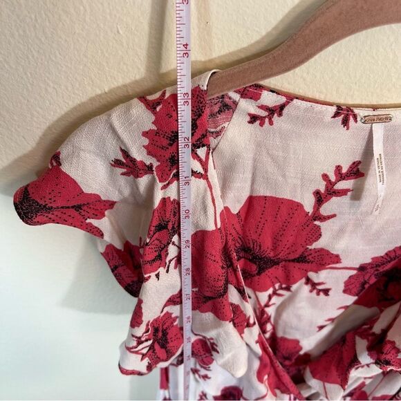 ✨ Free People French Quarter Wrap Mini Dress White Pink Floral Small - Picture 11 of 12